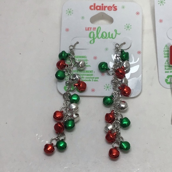 (3) Pairs Claire’s Festive Christmas Holiday Dangle Earrings - Picture 3 of 9